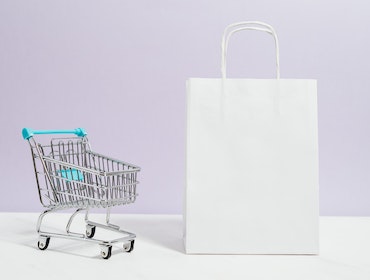 product liability item image with cart and a white bag